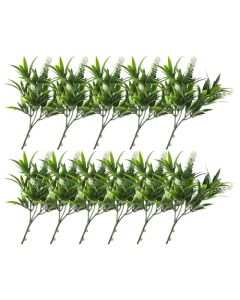 E&K 11 PCS Artificial Plants Faux Bushes Plant Decoration for Home Garden Wedding Party Indoor Outdoor (Green White)