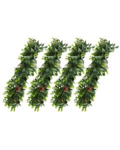 E&K 4 PCS Artificial Hanging Plants Faux Vines Leaf Decoration for Home Garden Office Indoor Outdoor Wedding Party (Dark Green Red)