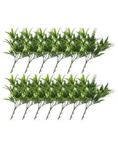 E&K 13 PCS Artificial Plants Faux Bushes Plant Decoration for Home Garden Wedding Party Indoor Outdoor (Green White)