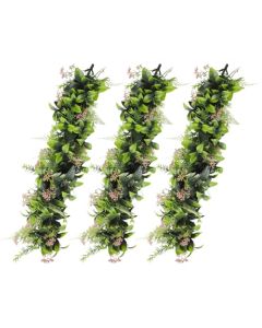 E&K 3 PCS Artificial Hanging Plants Faux Vines Leaf Decoration for Home Garden Office Indoor Outdoor Wedding Party (Green Pink)