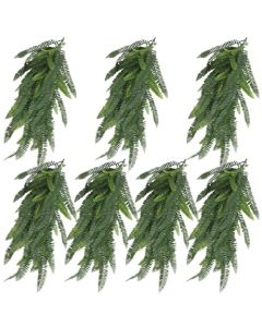 E&K 7 PCS Artificial Hanging Plants Faux Vines Leaf Decoration for Home Garden Office Indoor Outdoor Wedding Party (Dark Green)