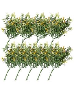 E&K 9 PCS Artificial Plants Faux Bushes Plant Decoration for Home Garden Wedding Party Indoor Outdoor (Green Orange)