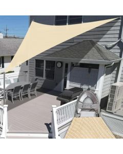 E&K Sunrise 24" x 24" x 24" Sun Shade Sail Triangle Canopy Shade Cover with A Ring Steel Cable Wire UV Block for Pergola Patio Backyard Garden Deck Outdoor (Sand)
