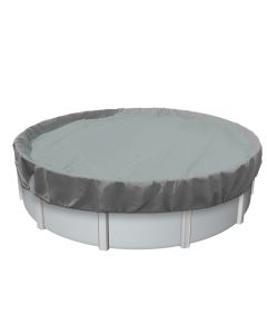 E&K 28' Pool Cover Round Winter Swimming Pool Safety Cover for Above Ground Pools (Light Grey)