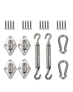 E&K Sunrise Sun Shade Sail Hardware Kit for Square and Rectangle Sun Shade Sail Installation with 8 inches Turnbuckles, Stainless Steel, Set of 1