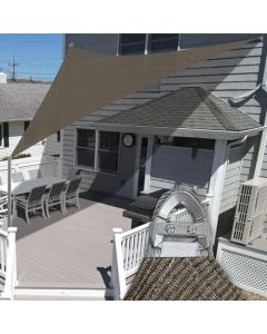 E&K Sunrise 24" x 24" x 24" Sun Shade Sail Triangle Canopy Shade Cover with A Ring Steel Cable Wire UV Block for Pergola Patio Backyard Garden Deck Outdoor (Brown)