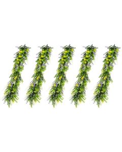 E&K 5 PCS Artificial Hanging Plants Faux Vines Leaf Decoration for Home Garden Office Indoor Outdoor Wedding Party (Green Purple Yellow)