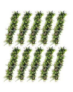 E&K 10 PCS Artificial Hanging Plants Faux Vines Leaf Decoration for Home Garden Office Indoor Outdoor Wedding Party (Green Pink)