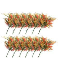 E&K 12 PCS Artificial Plants Faux Bushes Plant Decoration for Home Garden Wedding Party Indoor Outdoor (Green Red Orange)