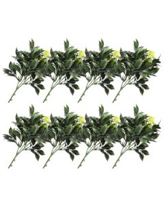 E&K 8 PCS Artificial Plants Faux Bushes Plant Decoration for Home Garden Wedding Party Indoor Outdoor (Green Yellow)