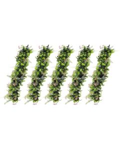 E&K 5 PCS Artificial Hanging Plants Faux Vines Leaf Decoration for Home Garden Office Indoor Outdoor Wedding Party (Green Pink)