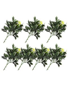 E&K 7 PCS Artificial Plants Faux Bushes Plant Decoration for Home Garden Wedding Party Indoor Outdoor (Green Yellow)
