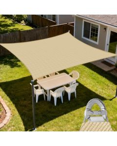 E&K Sunrise 24" x 24" Sun Shade Sail Rectangle Canopy Shade Cover with A Ring Steel Cable Wire UV Block for Pergola Patio Backyard Garden Deck Outdoor (Sand)