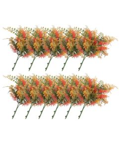 E&K 11 PCS Artificial Plants Faux Bushes Plant Decoration for Home Garden Wedding Party Indoor Outdoor (Green Red Orange)