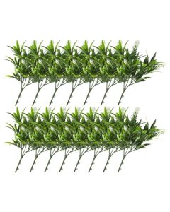 E&K 15 PCS Artificial Plants Faux Bushes Plant Decoration for Home Garden Wedding Party Indoor Outdoor (Green White)