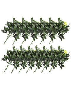 E&K 13 PCS Artificial Plants Faux Bushes Plant Decoration for Home Garden Wedding Party Indoor Outdoor (Green Yellow)