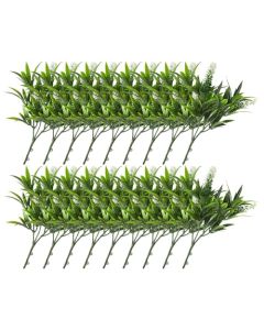 E&K 18 PCS Artificial Plants Faux Bushes Plant Decoration for Home Garden Wedding Party Indoor Outdoor (Green White)