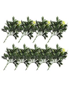 E&K 9 PCS Artificial Plants Faux Bushes Plant Decoration for Home Garden Wedding Party Indoor Outdoor (Green Yellow)