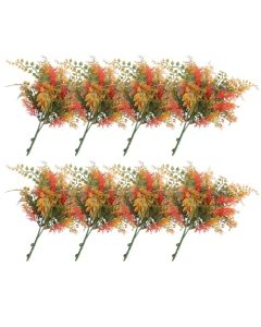 E&K 8 PCS Artificial Plants Faux Bushes Plant Decoration for Home Garden Wedding Party Indoor Outdoor (Green Red Orange)