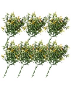 E&K 7 PCS Artificial Plants Faux Bushes Plant Decoration for Home Garden Wedding Party Indoor Outdoor (Green Orange)