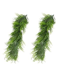 E&K 2 PCS Artificial Hanging Plants Faux Vines Leaf Decoration for Home Garden Office Indoor Outdoor Wedding Party (Green)