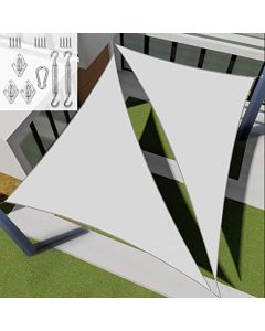 E&K Sunrise 16" x 16" x 22.6" Waterproof Sun Shade Sail Outdoor Triangle Canopy Shade Cover UV Block with Hardware Kit for Pergola Patio Backyard Garden Deck (Light Gray)