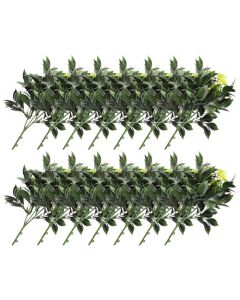 E&K 14 PCS Artificial Plants Faux Bushes Plant Decoration for Home Garden Wedding Party Indoor Outdoor (Green Yellow)
