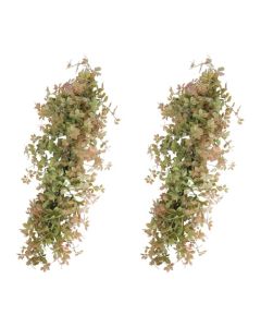 E&K 2 PCS Artificial Hanging Plants Faux Vines Leaf Decoration for Home Garden Office Indoor Outdoor Wedding Party (Green Red)