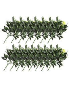 E&K 15 PCS Artificial Plants Faux Bushes Plant Decoration for Home Garden Wedding Party Indoor Outdoor (Green Yellow)