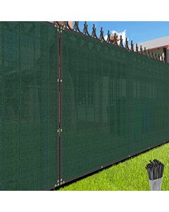 E&K Sunrise 6 ft 240 GSM Fence Privacy Screen with zipties, Commercial Outdoor Backyard Shade Windscreen Mesh Fabric 3 Years Warranty