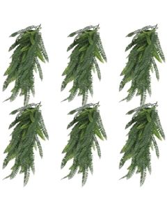 E&K 6 PCS Artificial Hanging Plants Faux Vines Leaf Decoration for Home Garden Office Indoor Outdoor Wedding Party (Dark Green)