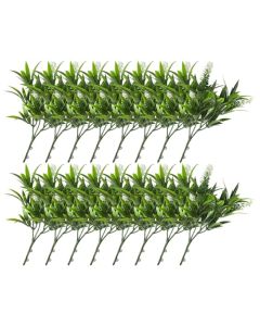 E&K 16 PCS Artificial Plants Faux Bushes Plant Decoration for Home Garden Wedding Party Indoor Outdoor (Green White)