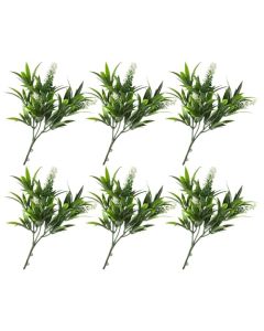E&K 6 PCS Artificial Plants Faux Bushes Plant Decoration for Home Garden Wedding Party Indoor Outdoor (Green White)