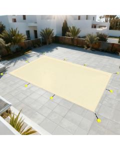 E&K 20"x45" Pool Cover for Inground Pools, Rectangle Winter Pool Cover for Backyard Yard Swimming Pool with Hardware Kit, Beige