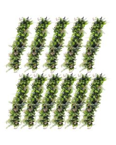 E&K 11 PCs Artificial Hanging Plants Faux Vines Leaf Decoration for Home Garden Office Indoor Outdoor Wedding Party (Green Pink)