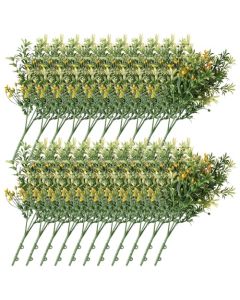 E&K 21 PCS Artificial Plants Faux Bushes Plant Decoration for Home Garden Wedding Party Indoor Outdoor (Green Orange)