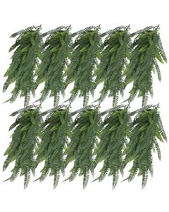 E&K 10 PCS Artificial Hanging Plants Faux Vines Leaf Decoration for Home Garden Office Indoor Outdoor Wedding Party (Dark Green)