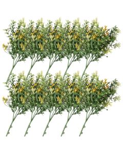 E&K 10 PCS Artificial Plants Faux Bushes Plant Decoration for Home Garden Wedding Party Indoor Outdoor (Green Orange)