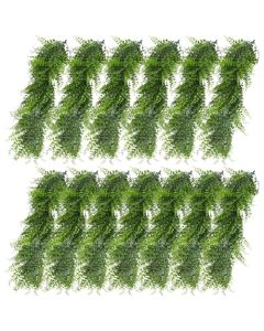 E&K 13 PCS Artificial Hanging Plants Faux Vines Leaf Decoration for Home Garden Office Indoor Outdoor Wedding Party (Green)