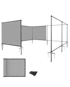E&K Privacy Screen Fence 6'x24' Outdoor Iron Pole Privacy Fence Cover for Garden Backyard Patio Pool A/C Unit (Light Gray)