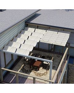 E&K Sunrise 7"Wx16"L Pergola Shade Cover Retractable Canopy Outdoor Wave Sun Shade for Patio Garden Backyard Deck Trellis (Beige)