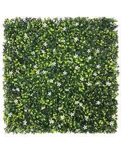 E&K 9Pcs 20" x 20" Artificial Grass Wall Panels, Faux Boxwood Greenery Backdrop Decor, UV Protected Privacy Hedge Screen for Indoor Outdoor (Jasmine - 02)