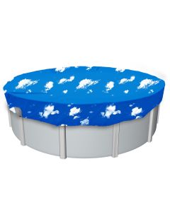 E&K 20' Waterproof Pool Cover Round Winter Swimming Pool Safety Polyester Cover for Above Ground Pools (Sky Blue)