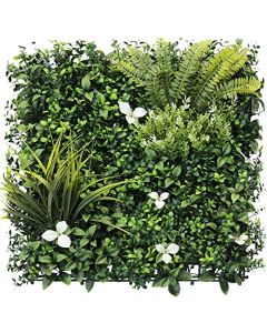 E&K 15Pcs 20" x 20" Artificial 3D Plant Wall Panels, Faux Grass Wall Backdrop Decor, UV-Anti Greenery Boxwood Hedge Privacy Screen for Outdoor Indoor Wedding Garden Backyard (Style 05)