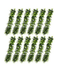 E&K 12 PCS Artificial Hanging Plants Faux Vines Leaf Decoration for Home Garden Office Indoor Outdoor Wedding Party (Green White)