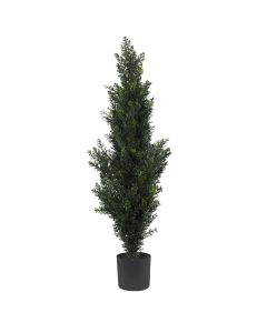 E&K 3FT Artificial Cedar Topiary Trees with Plastic Nursery Pot, Fake Pine Tree Artificial Plant Faux Trees for Home Office Garden Indoor Outdoor Decor (1 Pack)