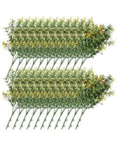 E&K 22 PCS Artificial Plants Faux Bushes Plant Decoration for Home Garden Wedding Party Indoor Outdoor (Green Orange)