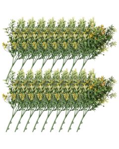 E&K 17 PCS Artificial Plants Faux Bushes Plant Decoration for Home Garden Wedding Party Indoor Outdoor (Green Orange)