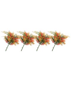E&K 4 PCS Artificial Plants Faux Bushes Plant Decoration for Home Garden Wedding Party Indoor Outdoor (Green Red Orange)
