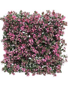 E&K 9Pcs 20" x 20" Artificial Grass Wall Panels, Faux Boxwood Greenery Backdrop Decor, UV Protected Privacy Hedge Screen for Indoor Outdoor (Reineckea Carnea - Pink)
